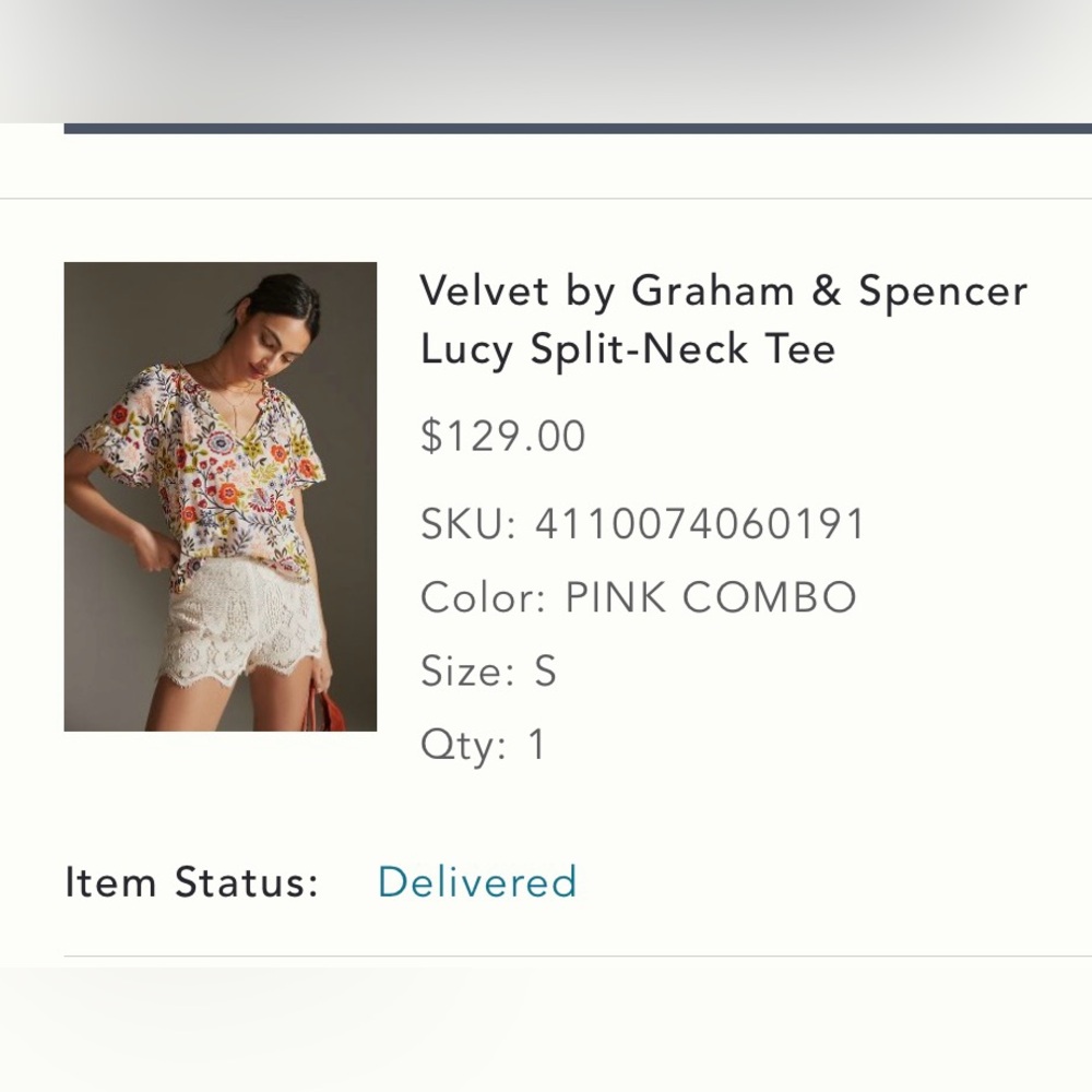 Velvet by Graham & Spencer Lucy Split-Neck Tee Size Small Pink Floral